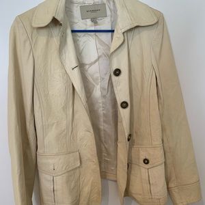Vintage (circa 1998) Burberry Cream Leather Jacket